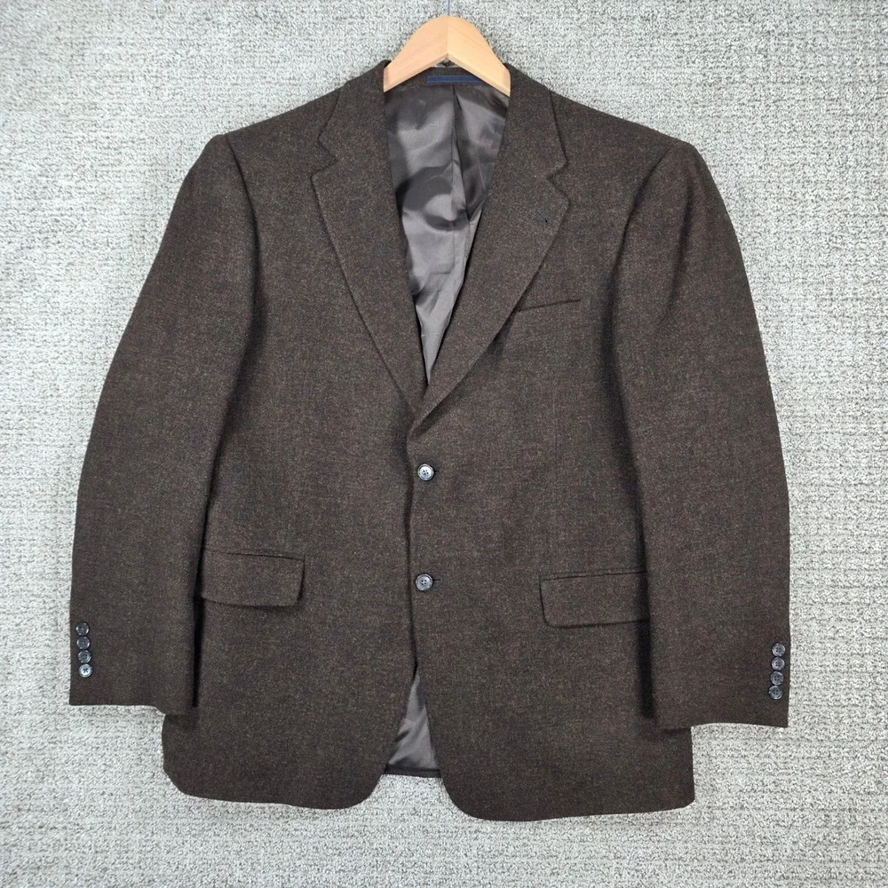 Burberry London Mens 43R Brown Wool Tweed Two Button Blazer Sport Coat Jacket